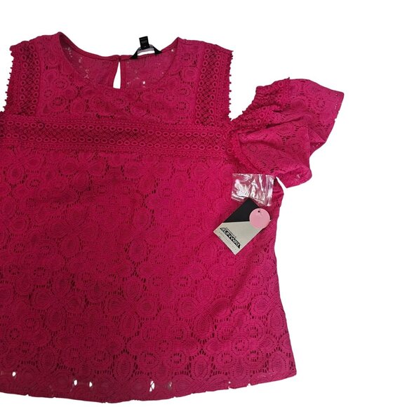 Project Runway Lively Pink Lace Overlay Cold Shoulder Top Women's Size XXL, NWT - Picture 5 of 11